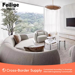 أريكة منحنية شمالية غرفة معيشة مقطعية من الأسفل من المصنع ، شقه ، فندق - Product Image 4