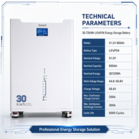 Batterie de stockage d'énergie LiFePO4 32 kWh Solard haute capacité, à décharge profonde, empilable, hybride, avec surveillance intelligente Wi-Fi et fonction de sauvegarde sécurisée