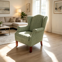 Fauteuil d'appoint classique rétro vert clair pour café, villa, hôtel, avec cadre en bois et revêtement rembourré, pour salon
