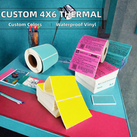 Étiquettes thermiques directes personnalisées en rouleau 4x6, étiquettes d'expédition 100x150, autocollants en vinyle adhésif bleu imperméables pour imprimante