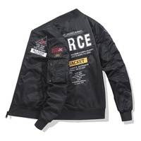 Nouveau Blouson Aviateur Style Pilote Brodé en Satin Imperméable Tendance MA1 pour Hommes, Manteau d'Automne Grande Taille