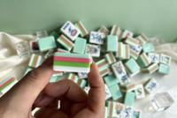 Tuiles de Mahjong en Acrylique Sculpté Bleu, Style Couture, Luxe Moderne, Écologiques, Ensemble Américain, pour Divertissement et Jeux du Dimanche, Noël
