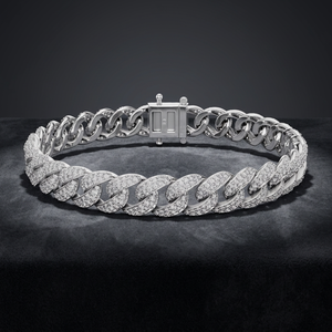 กำไลข้อมือเพชรผู้ชาย AADIHI JEWELS ชุบทองคำขาวโรเดียม เพชรทรงบริลเลียนท์ ผลิตในห้องปฏิบัติการ รับรองโดย IGI สไตล์ฮิปฮอป หรูหรา - Product Image 1