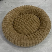 Lit pour chien et chat ETRIP PET confortable en forme de donut, couleur kaki, chaud et apaisant