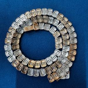 บาแกตต์และเพชรโมอิส925นิตสเตอร์ลิงเงินแท้โซ่เทนนิสหรูหราสำหรับมืออาชีพในราคาที่ดี - Product Image 4