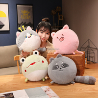 Panda grenouille et renard mignon coussin d'oreiller en peluche animaux ronds en peluche personnalisé poupée en peluche pour fille