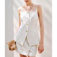 Ensemble de vêtements décontractés d'été pour femmes tendance et élégant, composé d'un short et d'un haut sans manches respirant en deux pièces