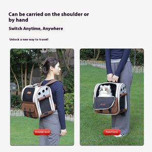 Ready Stock Breathable Eco-friendly Oxford Cloth <b>Backpack</b> for <b>Cat</b> Dog Portable Undeformed Pet Carrier 18kg 23kg - Product Image 4