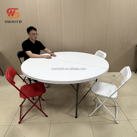 Table ronde pliable en plastique robuste au design moderne et élégant, tables de banquet portables pour la restauration en plein air, hôtel