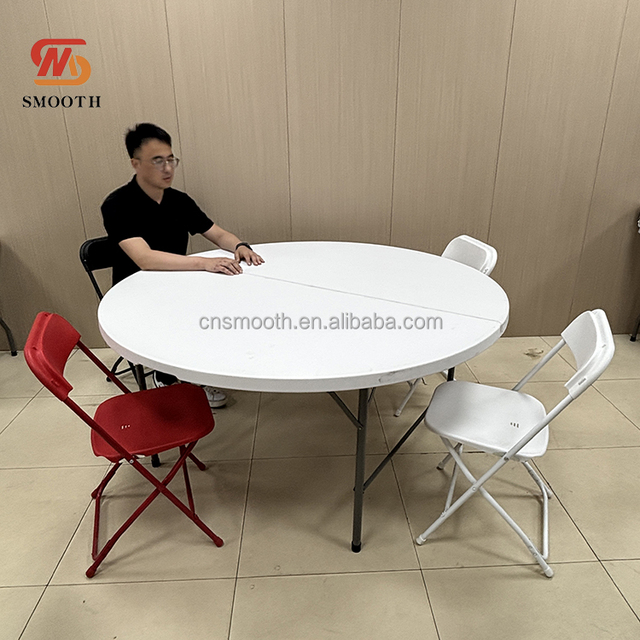 SMOOTH Modern Design Plastic Sturdy Folding Round Table Portable Banquet Tables for Outdoor Dining Hotel