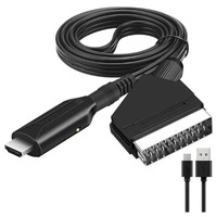 Convertisseur HD vers Scart 1m, adaptateur de conversion audio-vidéo Scart PS2 PS2 Wii HDTV pour moniteur d'affichage, câble convertisseur Scart vers HD