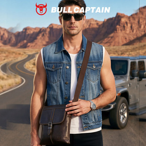 Bolso Bandolera de Cuero para Hombre BULLCAPTAIN, Estilo Vintage, para Trabajo, con Espacio para Tablet de 9.7 Pulgadas, Bolso Cruzado de Cuero Genuino - Product Image 2