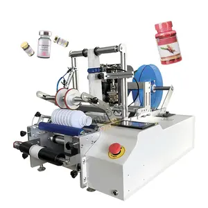 Mini Semiautomatic Electric Labeler Small Label Applicator Machine for Cylindrical Glass Bottle with Printer