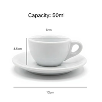 Mini tasse à café latte en céramique épaisse, gobelet à cappuccino 50 ml, ensemble tasse et soucoupe à expresso avec logo personnalisé pour cadeaux
