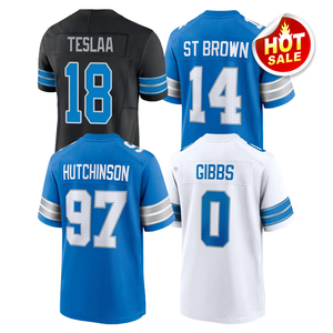 2025 hombres 97 Aidan Hutchinson camisetas de fútbol cosidas Amon-Ra St Brown Jahmyr Gibbs Jared Goff Barry Sanders <span class=keywords><strong>Isaac</strong></span> TeSlaa camisa - Product Image 1