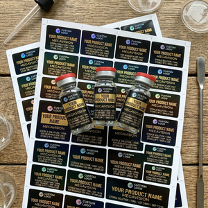 Etiqueta Adhesiva de Vinilo Impermeable Personalizada para Frascos de Investigación de 3 ml, 5 ml y 10 ml, para Botellas de Vidrio de Laboratorio - Product Image 1