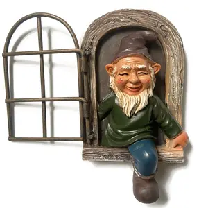Wowei Garden Gnome Statue Resin Elf Out The Door Tree Hugger Figurine Whimsical Home Yard Porch Decor