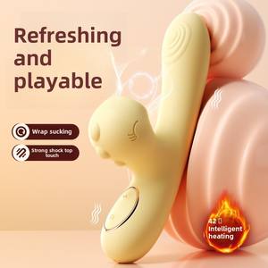 大人のSexToyデュアルモーターディルドバイブレーター定刻暖房機能吸うクリトリス膣GSpotオーガズムバイブレーター女の子自慰行為 - Product Image 5