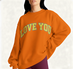 เสื้อสเวตเชิ้ตคอเต่าทรงหลวมโอเวอร์ไซส์ ผ้าฝ้ายเนื้อหนา ตกแต่งด้วยการปักลายแบบกำหนดเอง สำหรับผู้หญิง - Product Image 1