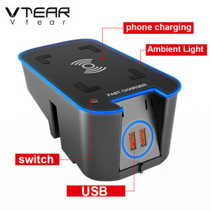 Vtear-cargador inalámbrico QI para coche, placa de carga rápida de teléfono, modificación Interior, 2021-2018, para <span class=keywords><strong>Volvo</strong></span> <span class=keywords><strong>XC90</strong></span>, XC60, S90, V90, accesorios - Product Image 4