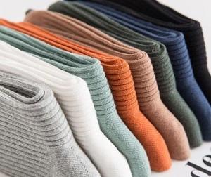 Men's Crew <b>Socks</b> Solid Knitted Cotton Breathable Daily Wear Autumn Style Beige Gray <b>Orange</b> Blue White Black Green - Product Image 3