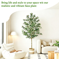 Arbre d'olivier artificiel de 2,10 m pour intérieur, en pot sur pied, plantes artificielles, verdure, décoration, plantes artificielles en pot