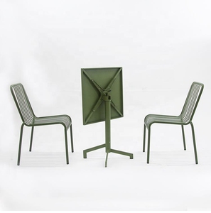 Ensemble de meubles en métal moderne, Patio de jardin extérieur <span class=keywords><strong>Table</strong></span> <span class=keywords><strong>pliante</strong></span> réglable café bistrot <span class=keywords><strong>Table</strong></span> en acier et chaise de salle à manger industrielle - Product Image 4