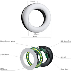 Anneau lumineux à selfie avec lentille de charge USB pour téléphone portable et <span class=keywords><strong>tablette</strong></span> - Product Image 3