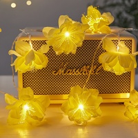 Guirlande lumineuse LED transfrontalière en forme de jasmin artificiel à ouverture nocturne, IP43, compartiment à piles, pour Noël, mariages, fêtes