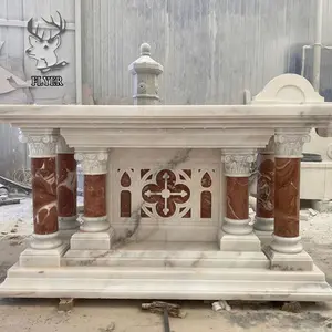 Custom Unique Design Hand Carved Religious Altar Table Church Marble Stone Pulpit