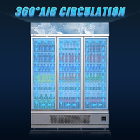 Refrigerador Comercial de Alta Calidad de 3 Puertas, Enfriador de Bebidas de Temperatura Única con Enfriamiento por Aire, Control Digital Ajustable