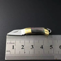 Mini couteau pliant utilitaire porte-clés - Lame en acier inoxydable avec manche en laiton/coquille pour usage extérieur et quotidien