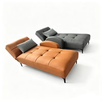 Canapé-lit convertible de luxe moderne en cuir capitonné avec dossier réglable, garnissage en éponge, écologique, gain de place, mobilier design