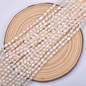 Collar de Perlas de Agua Dulce Naturales de Doble Cara, Blancas, Barrocas, de 3-4 mm, para Joyería Semiterminada, Venta al por Mayor - Product Image 3