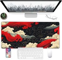 Tapis de souris de jeu anti-rayures à motif de dessin animé Wave Expansion, grande base antidérapante, bord cousu, logo personnalisé, tapis de bureau en stock