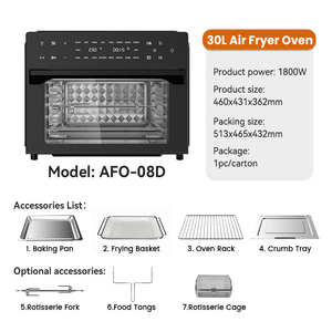 หม้อทอดไร้น้ำมันอัจฉริยะ <span class=keywords><strong>1800W</strong></span> ขนาด 30 ลิตร 18-in-1 พร้อมฟังก์ชั่นไอน้ำ ควบคุมด้วยระบบดิจิตอล  พร้อมเคลือบสารกันติด สำหรับใช้ในครัวเรือน - Product Image 2