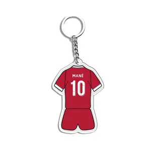 Porte-clés de football 3d club de football pendentif acrylique ballon de football souvenir en métal maillot de star de football t-shirt porte-clés sport petit cadeau