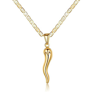 Collana con Ciondolo a Forma di Peperoncino Giallo in Oro, Stile Hip-Hop Unisex, Gioiello Raffinato per Uso Quotidiano, Charm a Tema Cibo - Product Image 1