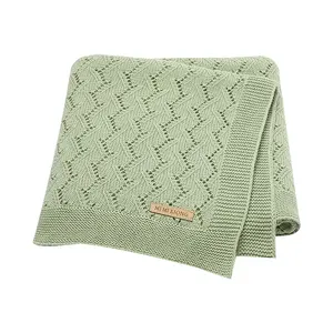 High Quality Breathable Mimixiong Baby 100% Cotton Soft Hollow Baby Knitted Blanket Bedding Covers