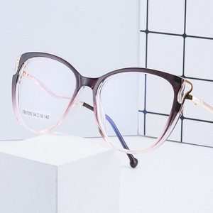 Monture de lunettes œil-de-chat Tr90 54-18-140 anti-lumière bleue pour femme avec design anneau et pont moyen - Product Image 1