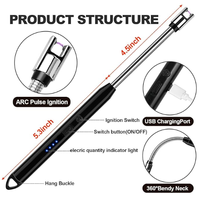 Allume-cigare de cuisine en métal avec interface TPE-C, coupe-vent, allumage par arc pulsé, pistolet, recharge USB, électronique