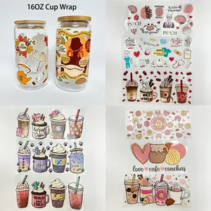 Simpatici Chibi messicani latinoamericani <span class=keywords><strong>bambina</strong></span> 16OZ UV DTF coppe avvolgenti adesivi per Libbey in vetro tazze Tumbler teschi impermeabili - Product Image 6