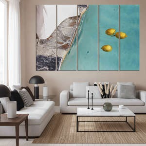 Lemons Swimming Pool Canvas Art : Impression décorative murale pour salon style bohème, lot de 5 toiles - Product Image 3