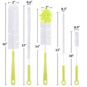 Lot de 5 brosses de nettoyage de bouteilles en nylon réutilisables <span class=keywords><strong>Kit</strong></span> d'outils de nettoyage de brosse de bouteille de tuyau long pour bébé - Product Image 2