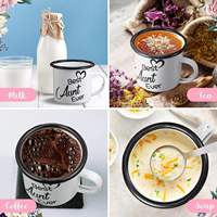Mug à café vintage en émail métallique avec rebord, 11oz 12oz 350ml, vierge pour sublimation, pour le camping, vente en gros