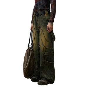 SENSE Personnalisé Y2K Vintage <span class=keywords><strong>Bleu</strong></span> Pantalon Cargo pour Hommes Amiry Jeans Baggy en Denim pour Hommes - Product Image 4