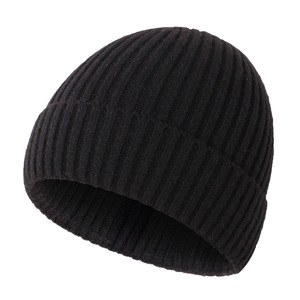 Chapeau tricoté unisexe pour nouveau-né, protection des oreilles chaude pour enfants en automne et en hiver, couleur unie rayée - Product Image 5