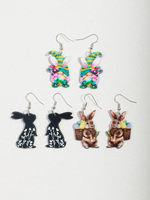 Populaire nouveau mignon fleurs coloré nain oreilles de lapin dessin animé bambou panier carotte oeuf pâques cadeau acrylique goutte boucles d'oreilles bijoux