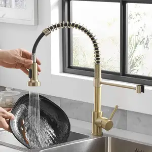 Solid Brass Gourmet Kitchen Faucet Hot and Cold Water Mixer Faucet Pull Out 304 kitchen mixer kitchen sink faucet