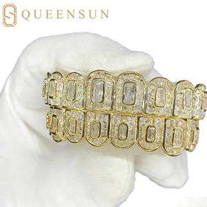 Phiên bản hoàn hảo Iced out kim cương grillz S925 Bạc 10k 14k 18K vàng rắn vvs moissanite phòng thí nghiệm kim cương Iced out grillz cho răng - Product Image 5